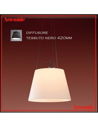 Artemide Tolomeo Mega Sospensione Alluminio Diffusore Tessuto Nero 42Cm