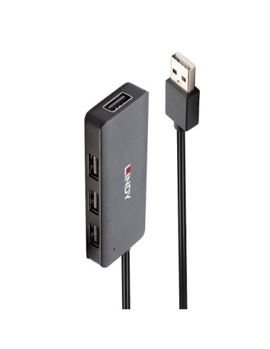 Hub Usb 2.0 Lindy Per Notebook 4 Porte Con Cavo - Nero