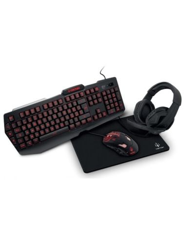 Starter Kit Gaming Triton By Atlantis Kt410: Tastiera Retroillum 3Colori  Mouse Retroillum  Fino A 3200Dpi  Cuffia Tappetino