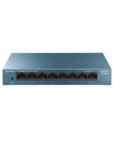 Switch Tp-Link Ls108g 8P Lan Gigabit Switch 10/100/1000Mbps Rj45 Case Metallico