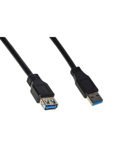 Cavo Link Usb 3.0 Connettori A-A M-F In Prolunga Rame Mt 1,8 Nero