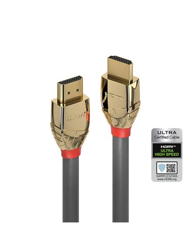 Cavo Lindy Hdmi Ultra High Speed Gold Line, 2M- Risoluzioni Fino A 10240X4320 12Bit-Comp.Con Standard Hdmi 2.1 Ultra High Speed