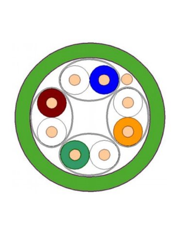 Cavo Cat 6A Rame 23 Awg U/Utp Non Schermato Lshf/Lszh Verde Euroclasse Cca Bobina Da 500Mt